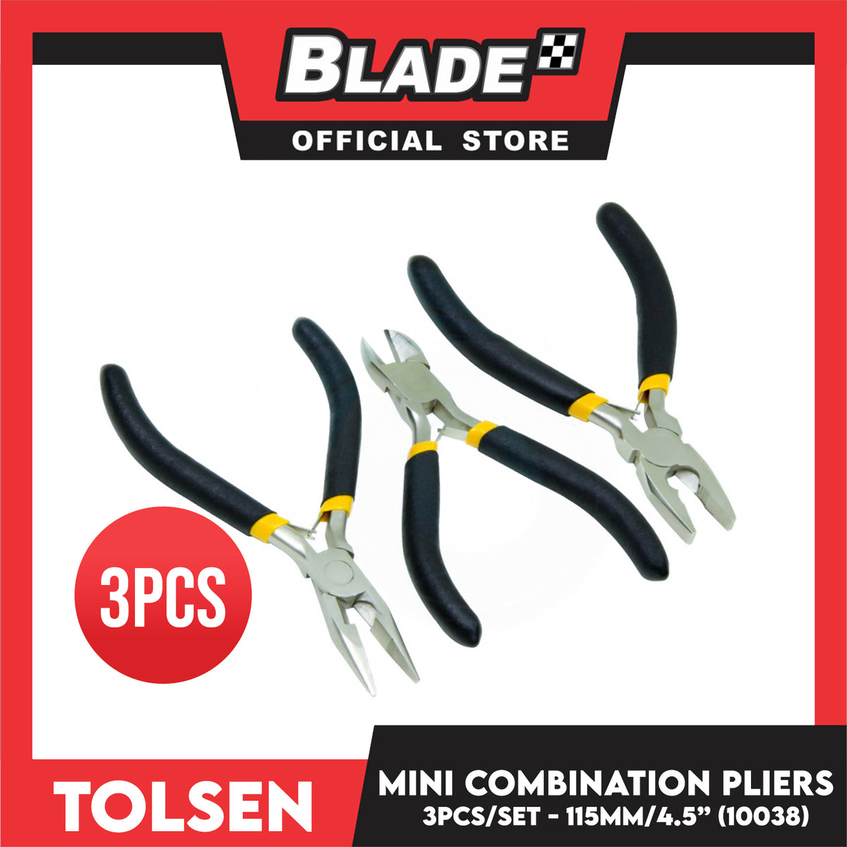 Tolsen 3pcs Mini Pliers Set 115mm 4.5 10038