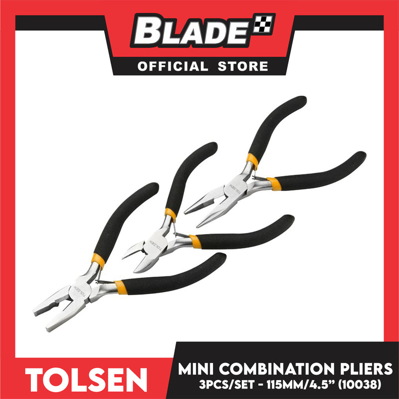Tolsen 3pcs Mini Pliers Set 115mm 4.5 10038