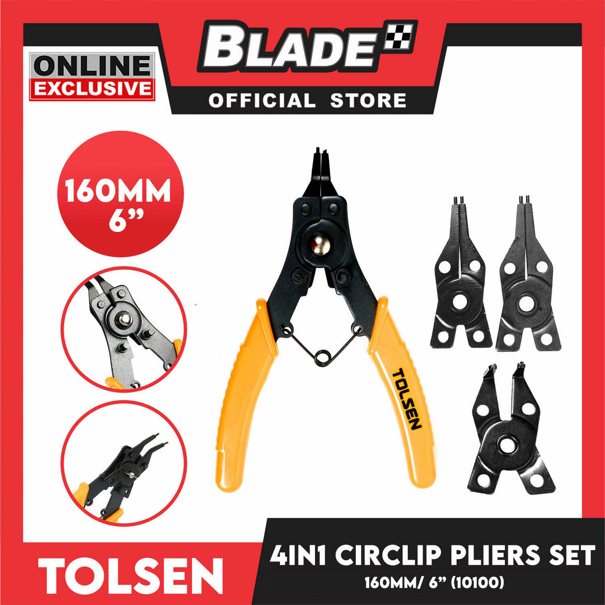 Tolsen 4 in 1 Circlip Pliers Set 160mm 6'' 10100