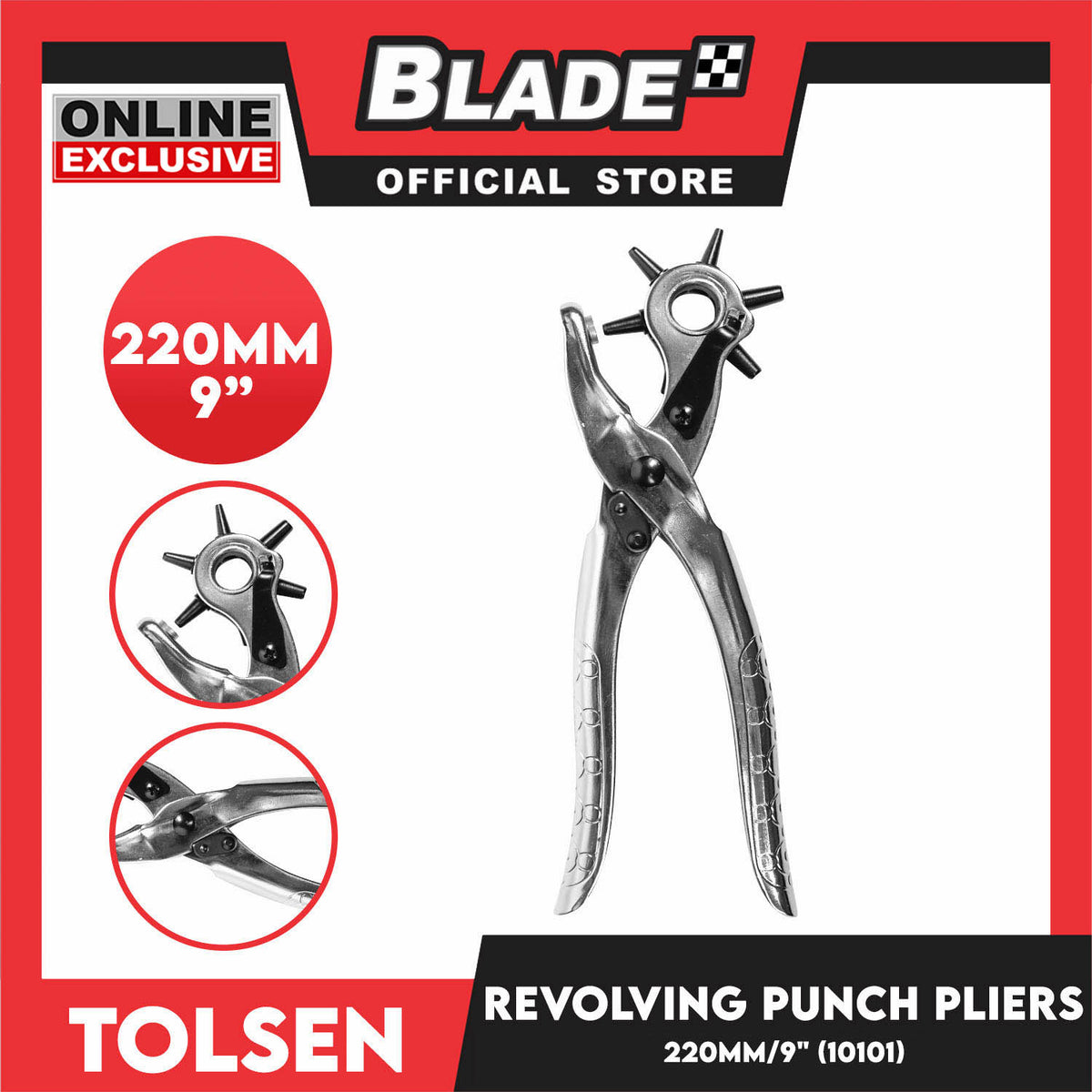 Tolsen Revolving Punch Pliers 220mm 9'' Hole Punch Tool 10101