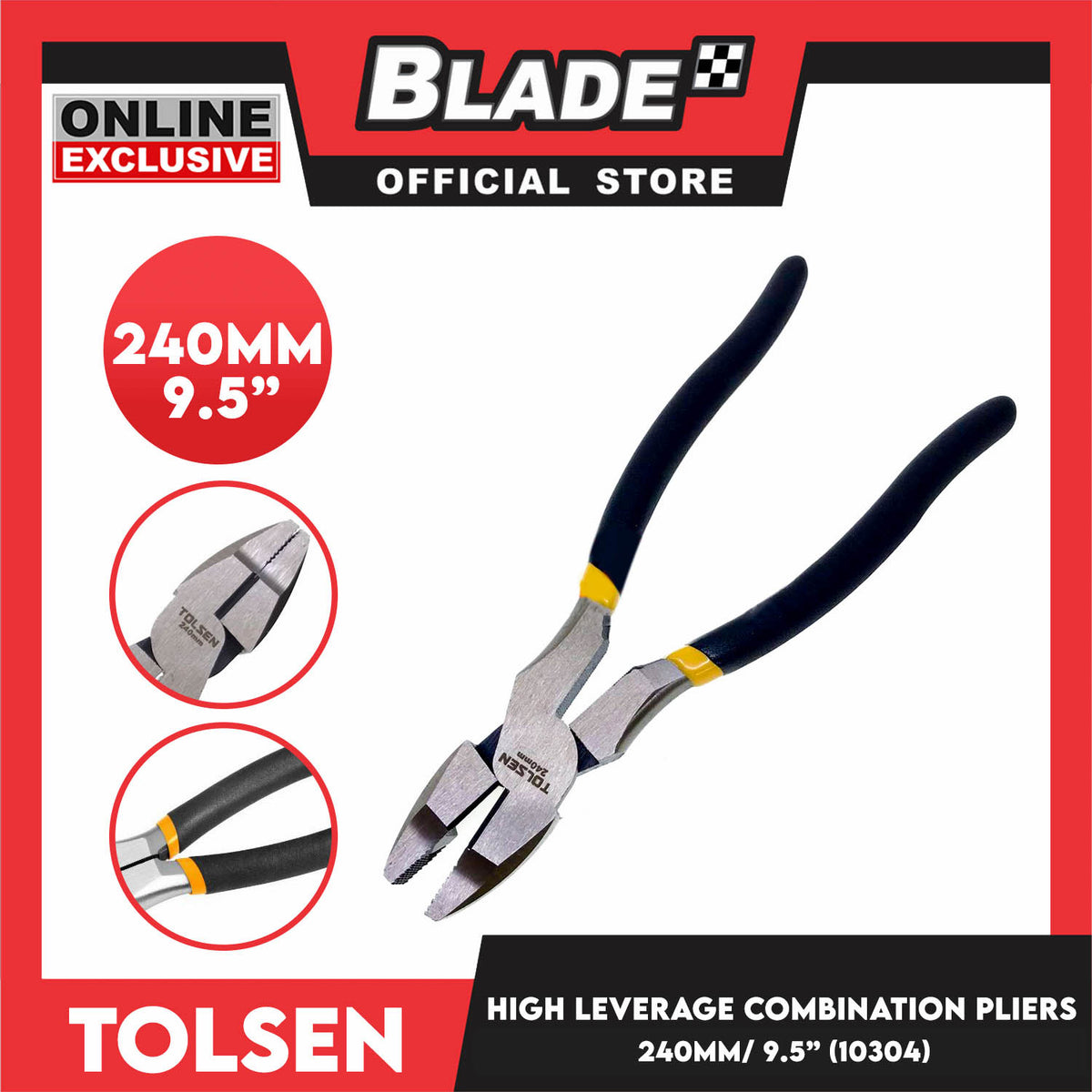 Tolsen 240mm 9.5'' High Leverage Combination Pliers 10304
