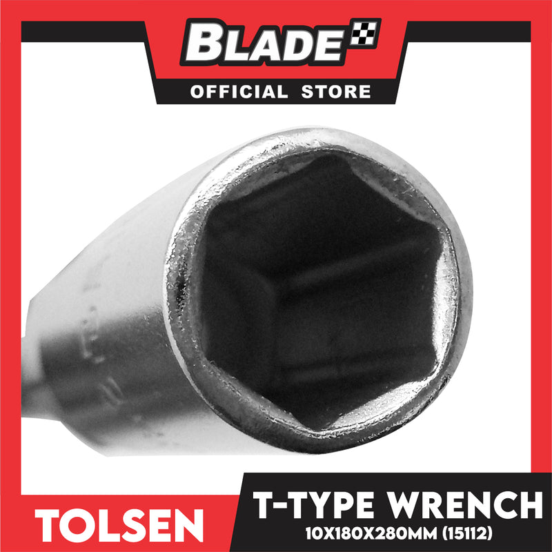 Tolsen T-Type Wrench 10 x 180 x 280mm Chrome Plated, Satin Finish 15112