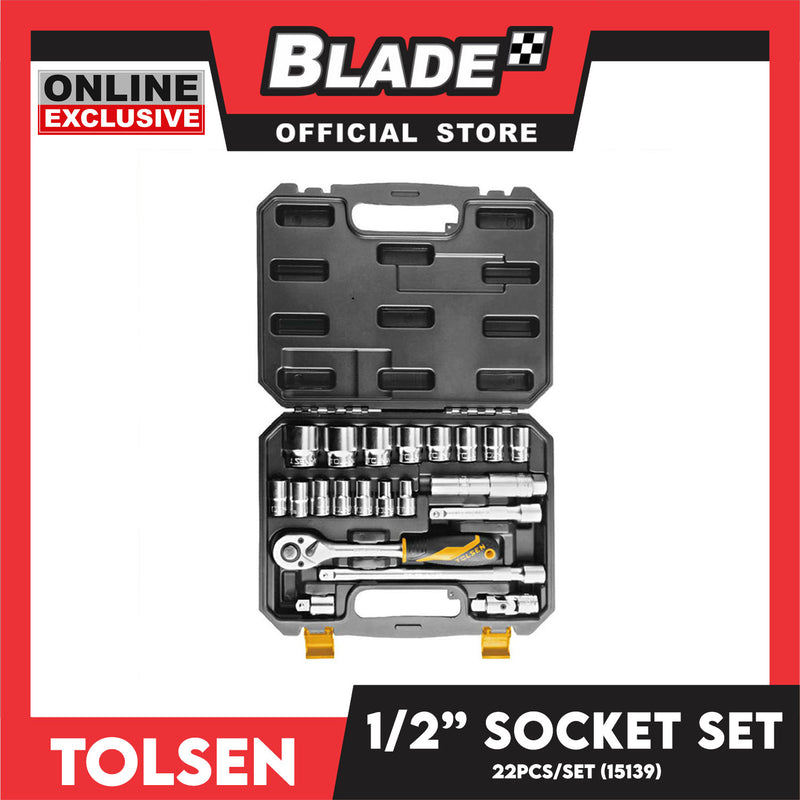 Tolsen 22pcs 1/2 Socket Set With Durable Storage Case 15139