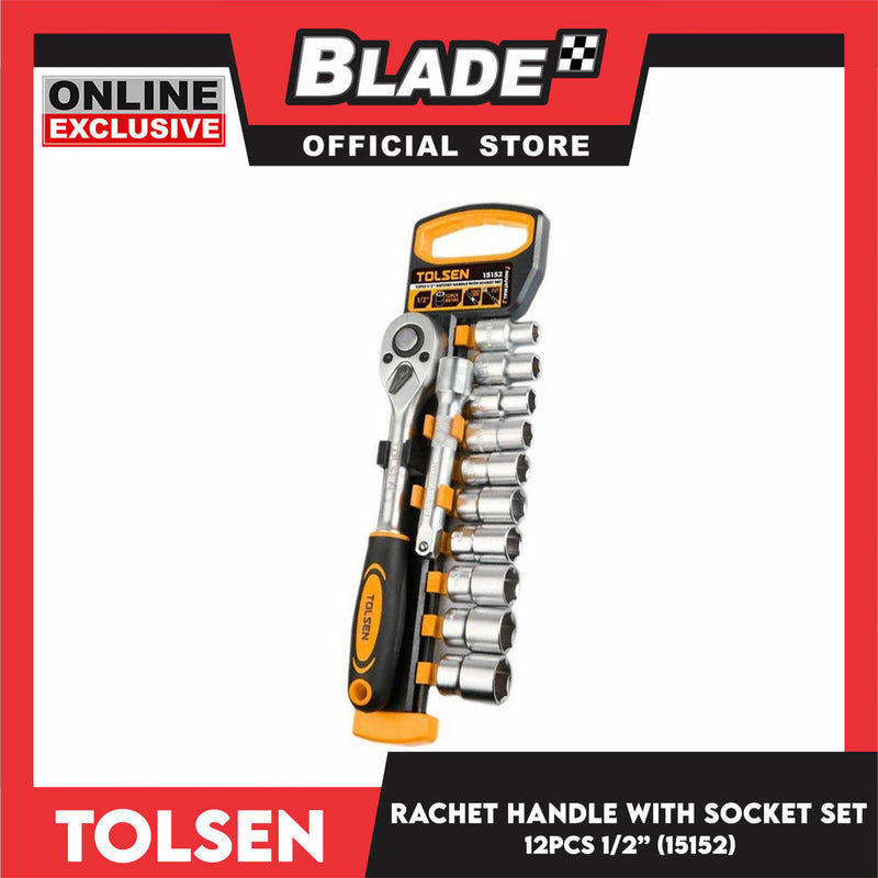 Tolsen 12pcs 1/2 Ratchet Handle with Socket Sets 15152