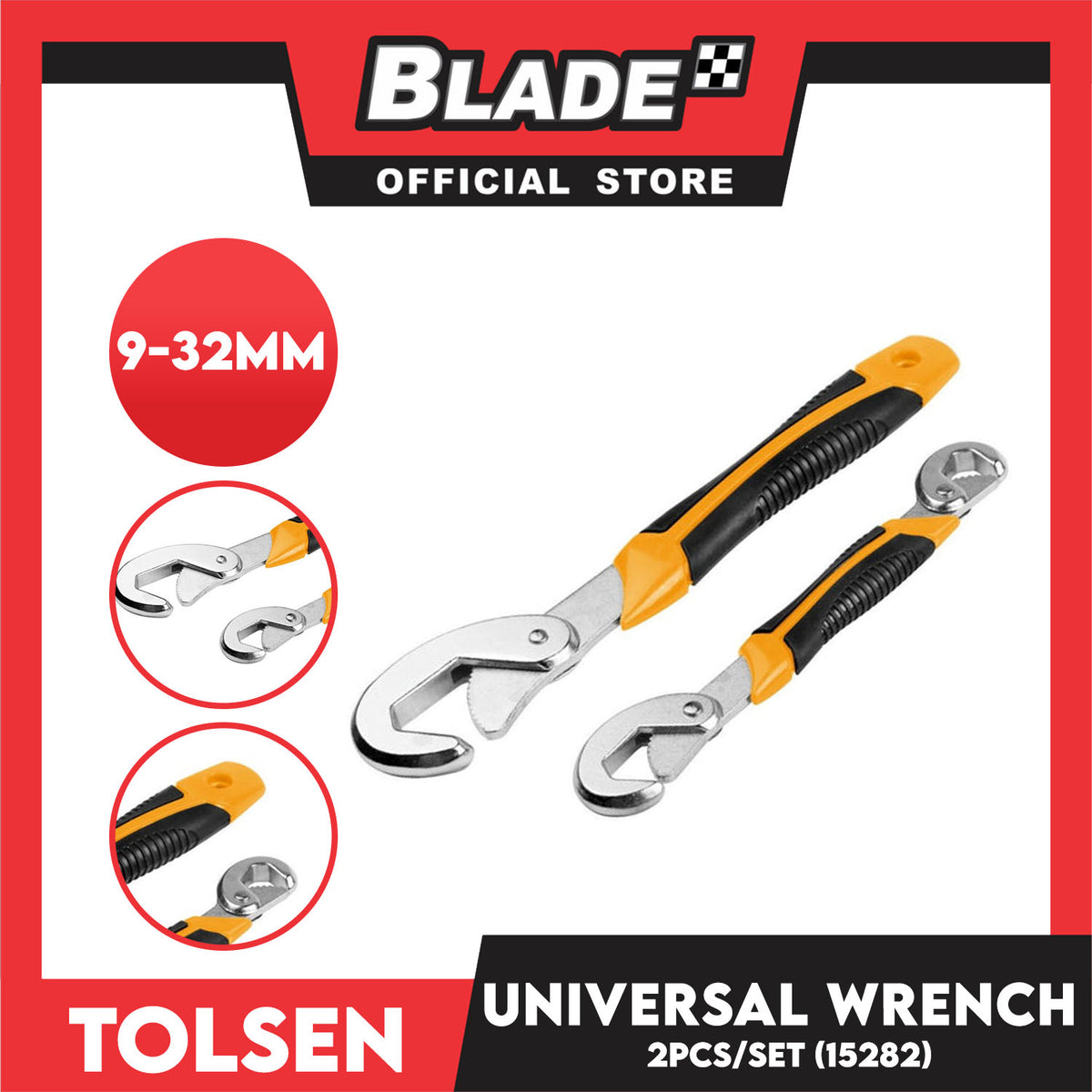 Tolsen 2pcs Universal Wrench Single and Double Open End Wrench 15282