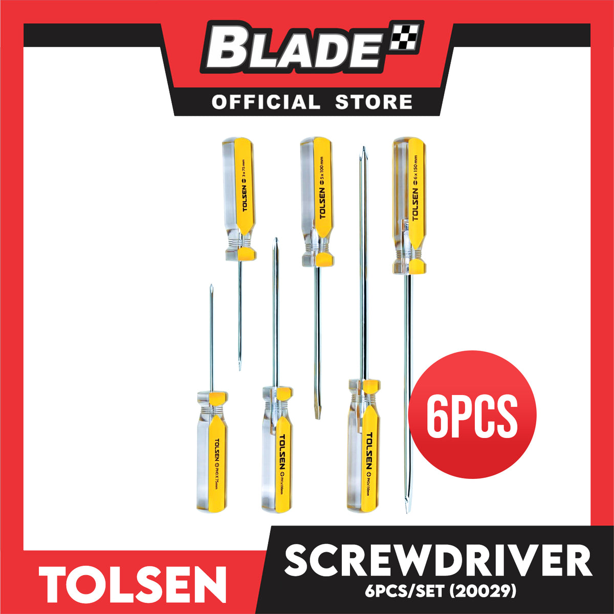 Tolsen 6pcs. Screwdrivers Philips and Flat Head, Transparent Handle 20029