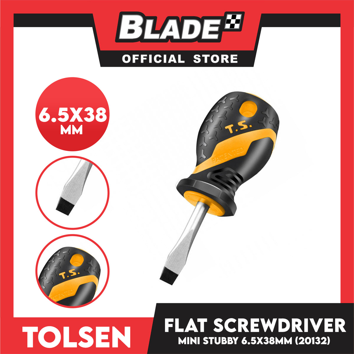 Tolsen Flat Screwdriver Mini Stubby 20132