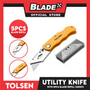 Tolsen Utility Knife Quick Release With 5pcs Blade 61 x 19mm Box Cutter 30007