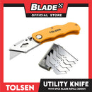 Tolsen Utility Knife Quick Release With 5pcs Blade 61 x 19mm Box Cutter 30007