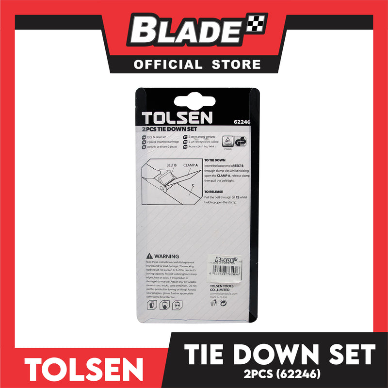 Tolsen 2pcs. Industrial Tie Down. Set 25mm x 2.5m with High Elasticity 62246