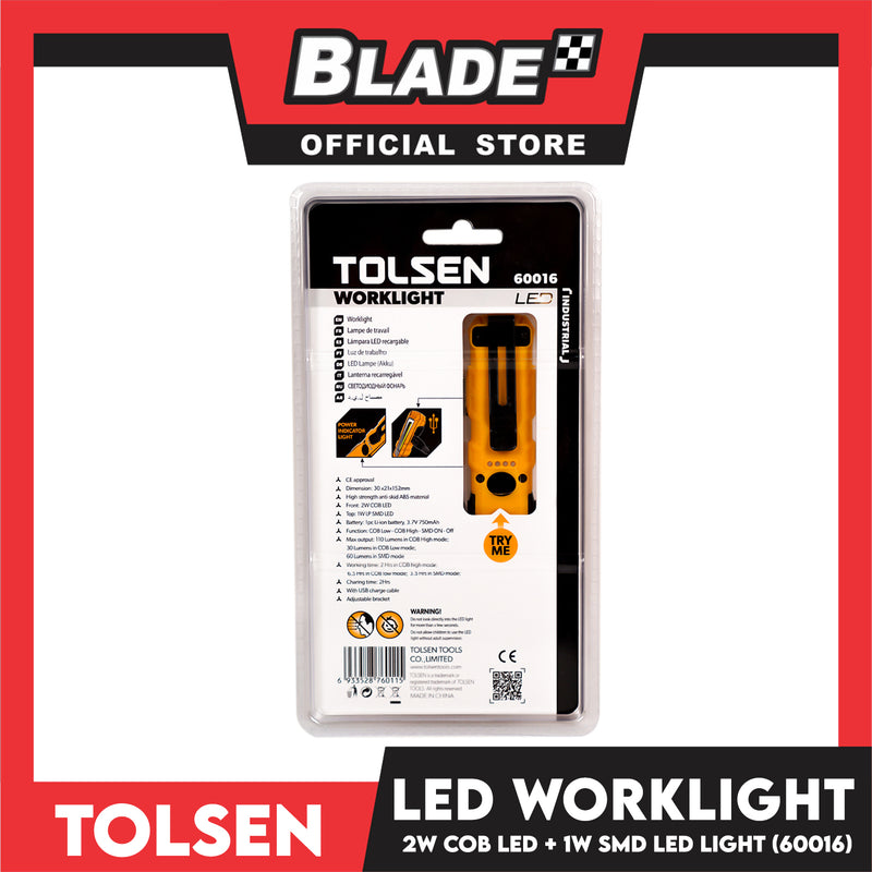 Tolsen LED Worklight (2W+1W) 30 x 21 x 152mm 60016