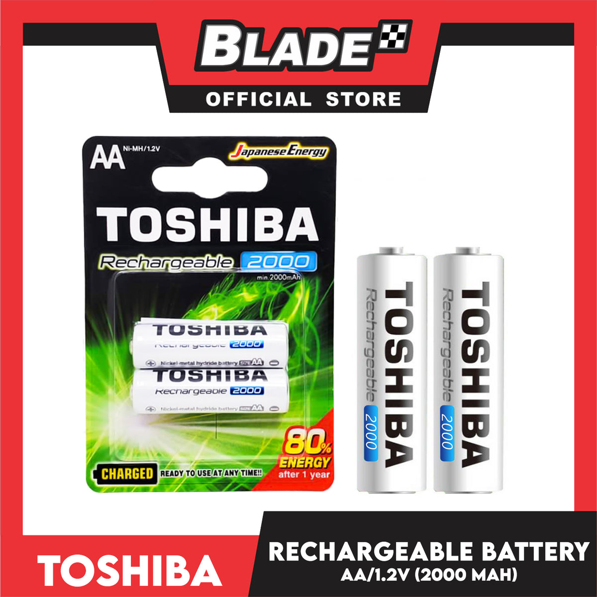 2pcs. Toshiba Battery AA 2000 mAh TNH-6GME BP-2C
