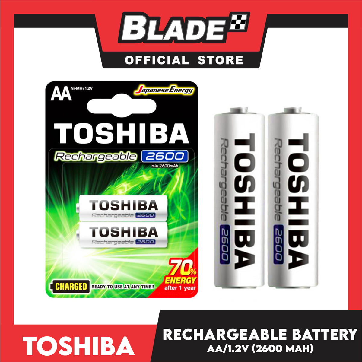 2pcs. Toshiba Battery AA 2600 mAh TNH-6GAE BP-2C