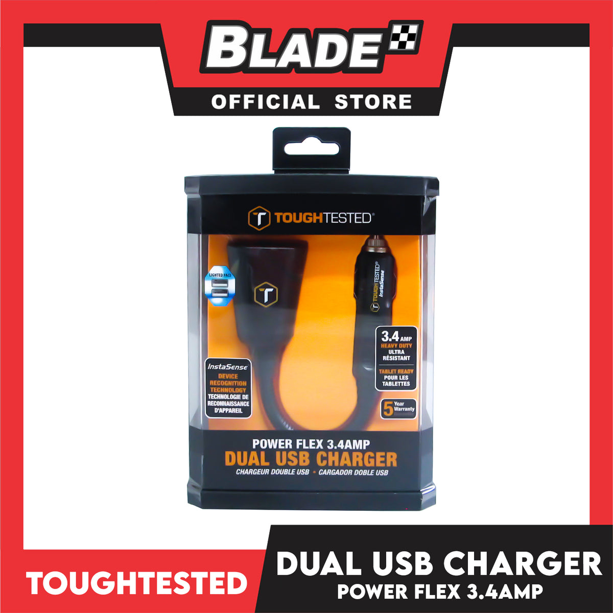 Tough Tested Power Flex 3.4AMP Dual USB Charger TT-PF-2U