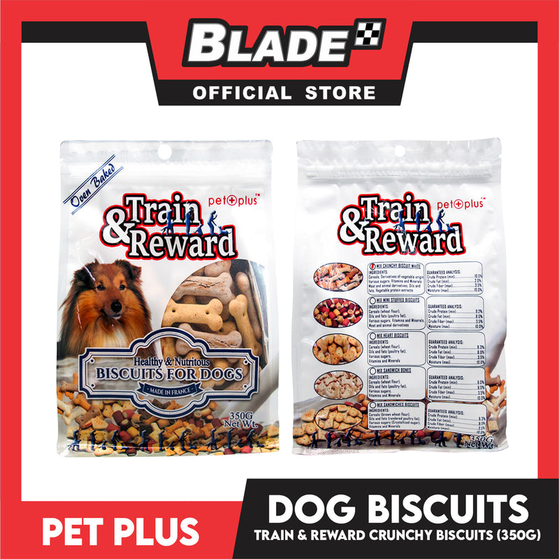 Pet Plus Train and Reward 350g (Mix Crunchy Biscuits) Healthy and Nutritious Biscuits For Dogs