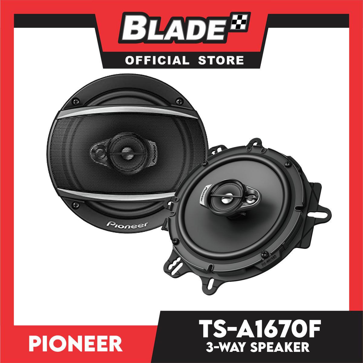 Pioneer TS-A1670F 6.5'' 3-Way Speaker with Adapter (Pair)