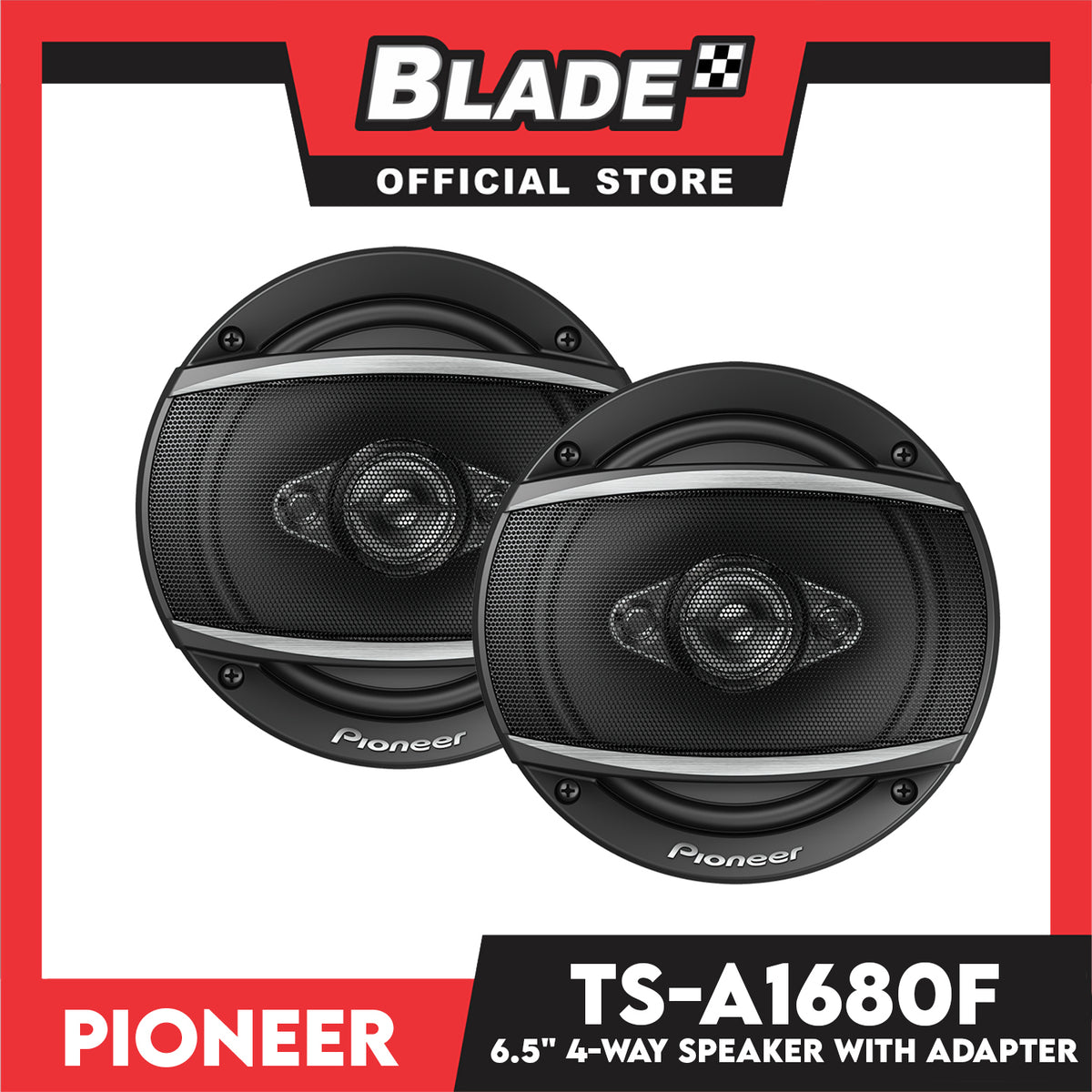 Pioneer TS-A1680F 6.5" 4-Way Speaker with Adapter (Pair)