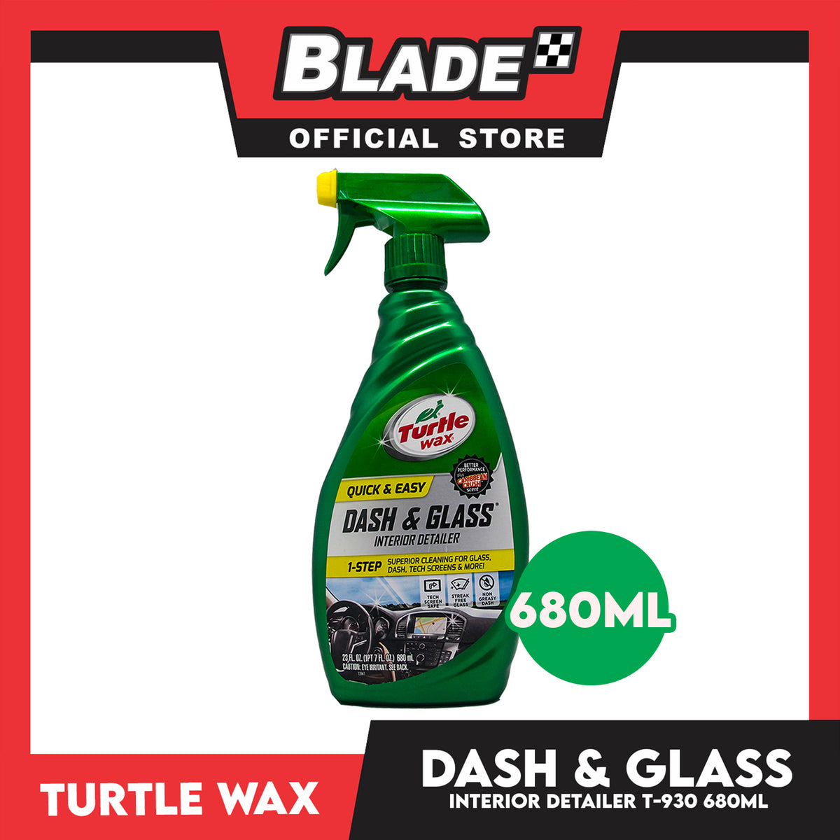 Turtle Wax Dash and Glass Interior Cleaner T-930 1-Step 680ml