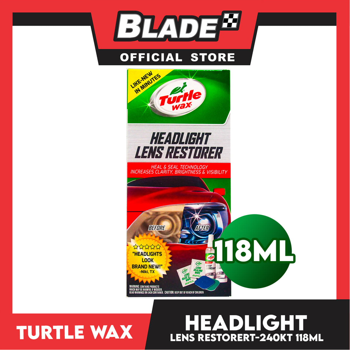Turtle Wax Headlight Lens Restorer T-240KT 118ml