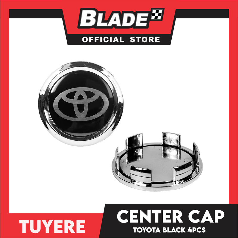 4pcs Toyota Center Cap Toy (Black with Silver) Wheel Center Hub Caps Black Alloy Rim Cover Badges