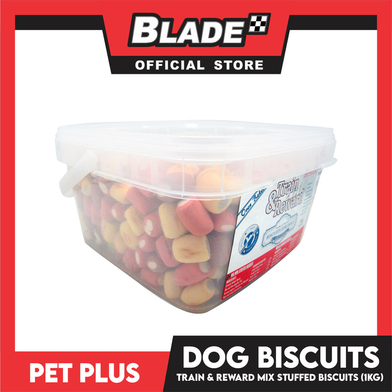 Pet Plus Train and Reward 1kg (Mix Mini Stuffed Biscuits) Healthy and Nutritious Biscuits For Dogs