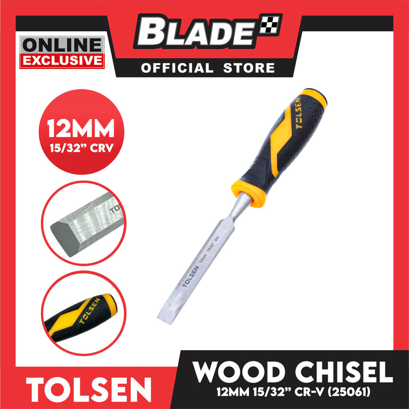 Tolsen 25061 Wood Chisel Industrial 12mm 15/32' ' Comfortabler Gripro 60CrV GriPro Series