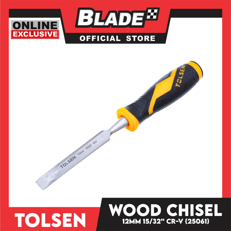 Tolsen 25061 Wood Chisel Industrial 12mm 15/32' ' Comfortabler Gripro 60CrV GriPro Series