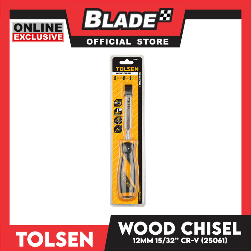 Tolsen 25061 Wood Chisel Industrial 12mm 15/32' ' Comfortabler Gripro 60CrV GriPro Series