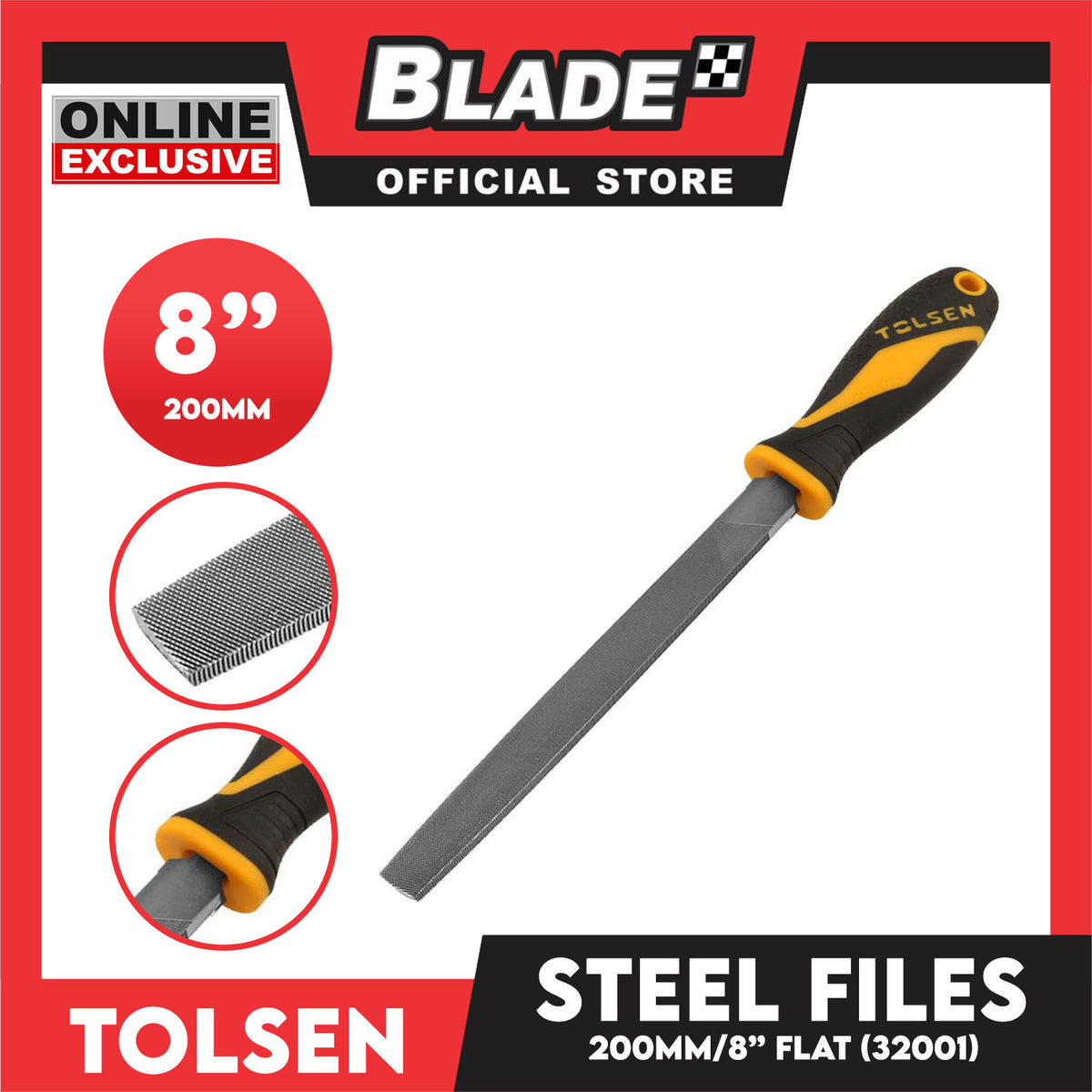 Tolsen 200mm x 8'' Steel Files Flat 32001
