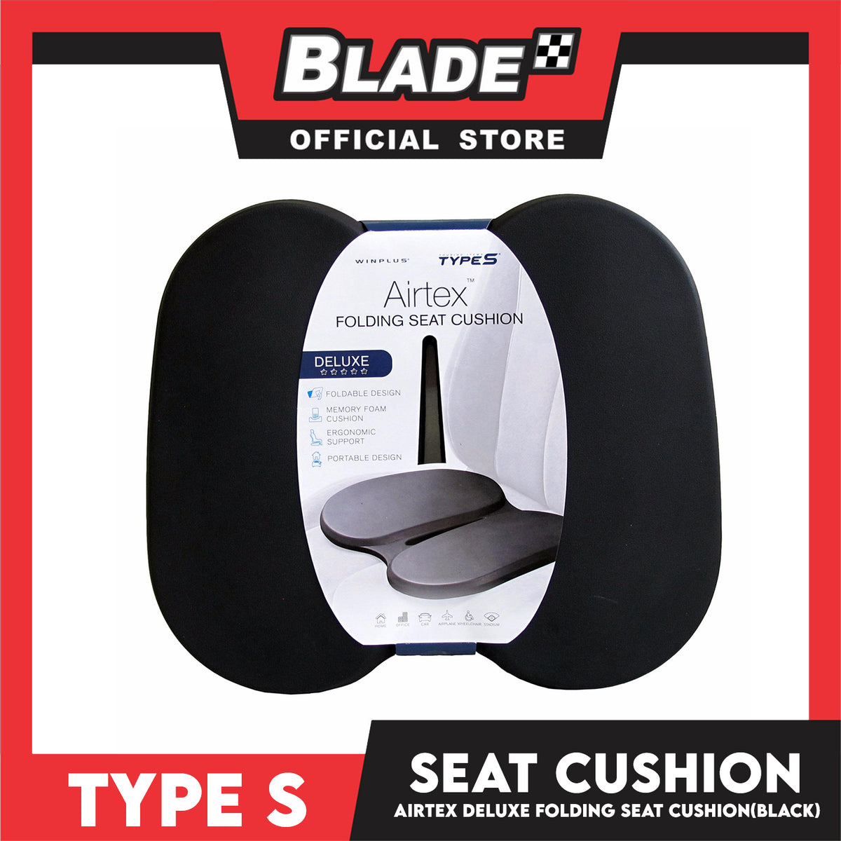Type S Airtex Deluxe Folding Seat Cushion CU56058(Black)