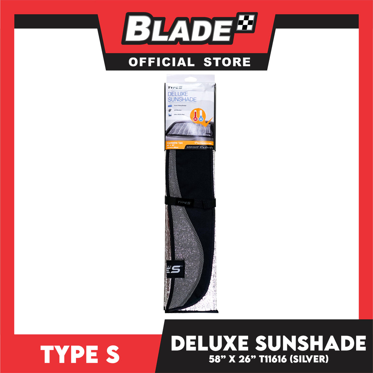 Type S Deluxe Front Sunshade T11616 147cm x 66cm