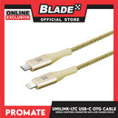 Promate 200cm USB-C OTG Cable with Lightning Connector UniLink-LTC2 (Gold) Data and Charge, Fast Charging