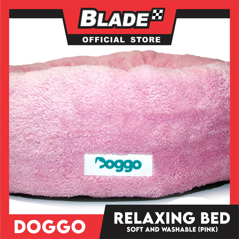 Doggo Relaxing Bed Pink (Large) Round Fur Bed Machine Washable