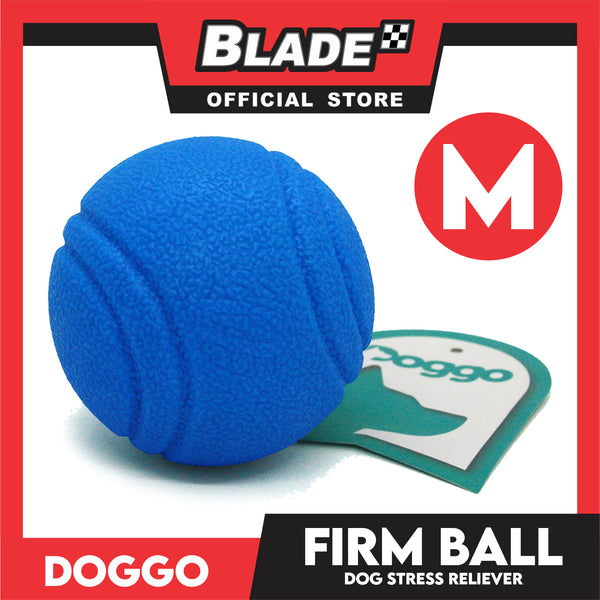 Doggo Bouncy Firm Ball Natural Rubber Medium Size (Blue) Dog Toy