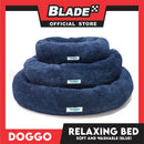 Doggo Relaxing Bed Navy Blue (Medium) Round Fur Bed Machine Washable