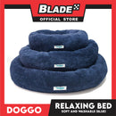 Doggo Relaxing Bed Navy Blue (Small) Round Fur Bed Machine Washable