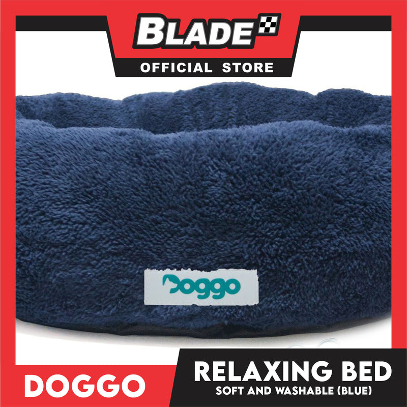 Doggo Relaxing Bed Navy Blue (Small) Round Fur Bed Machine Washable