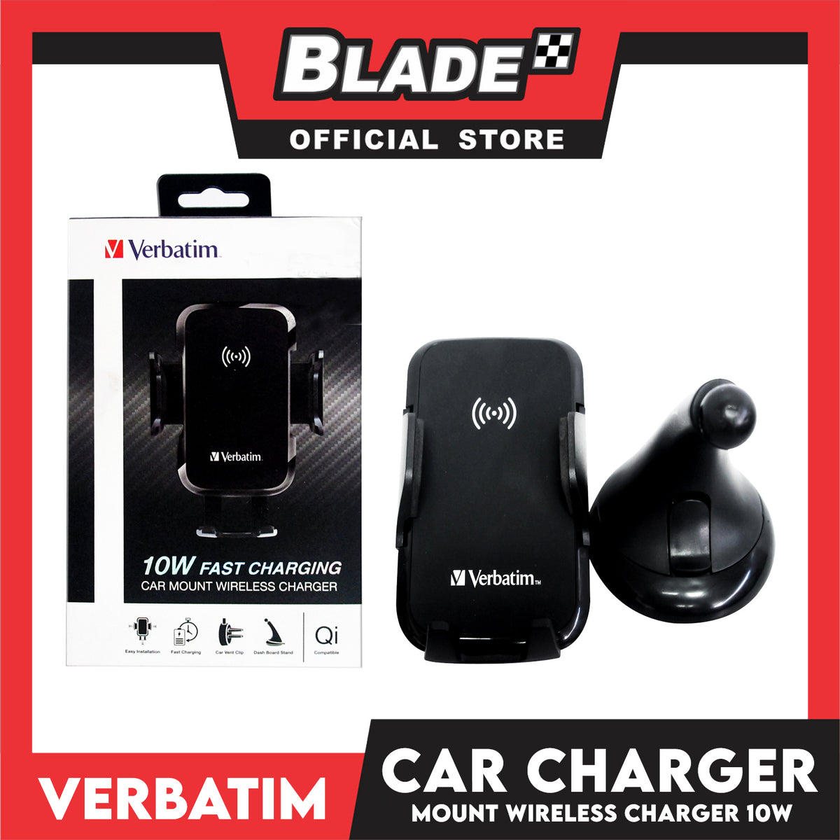 Verbatim 10W Fast Charging Car Mount Wireless Charger