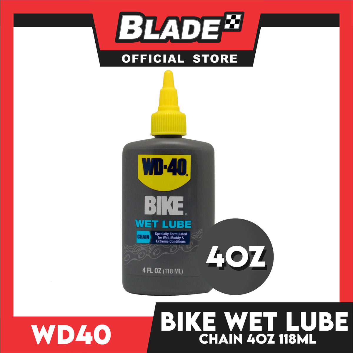 WD-40 Bike Chain Lubricant Wet 118ml Specially Formulated for Wet, Muddy & Extreme Conditions