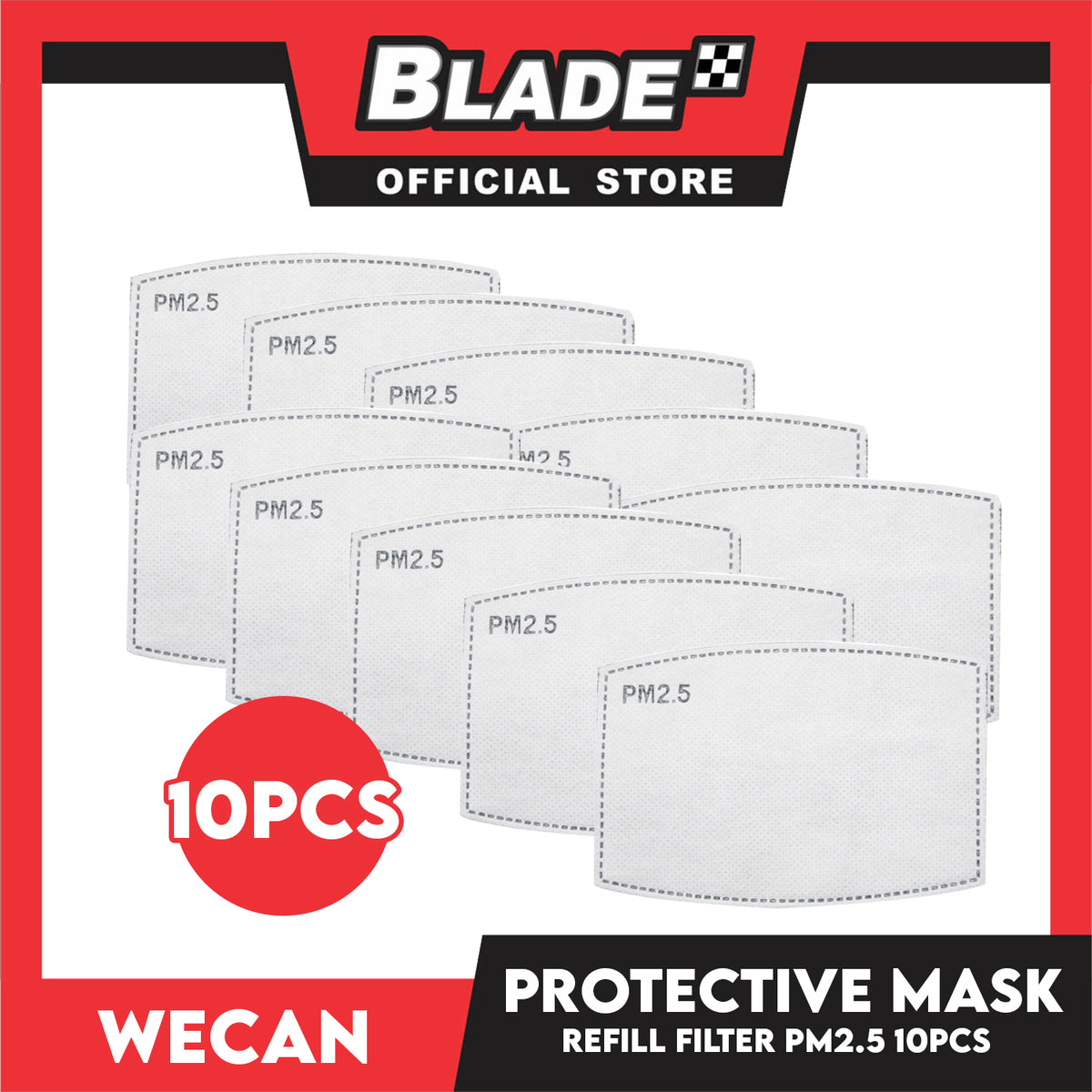 Wecan Protective Facemask Filter Refill, Replacement Filter PM2.5 Set of 10