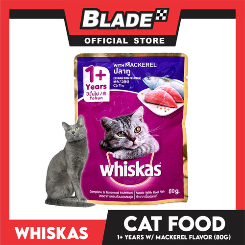 12pcs Whiskas Mackerel Flavor Pouch Wet Cat Food 80g