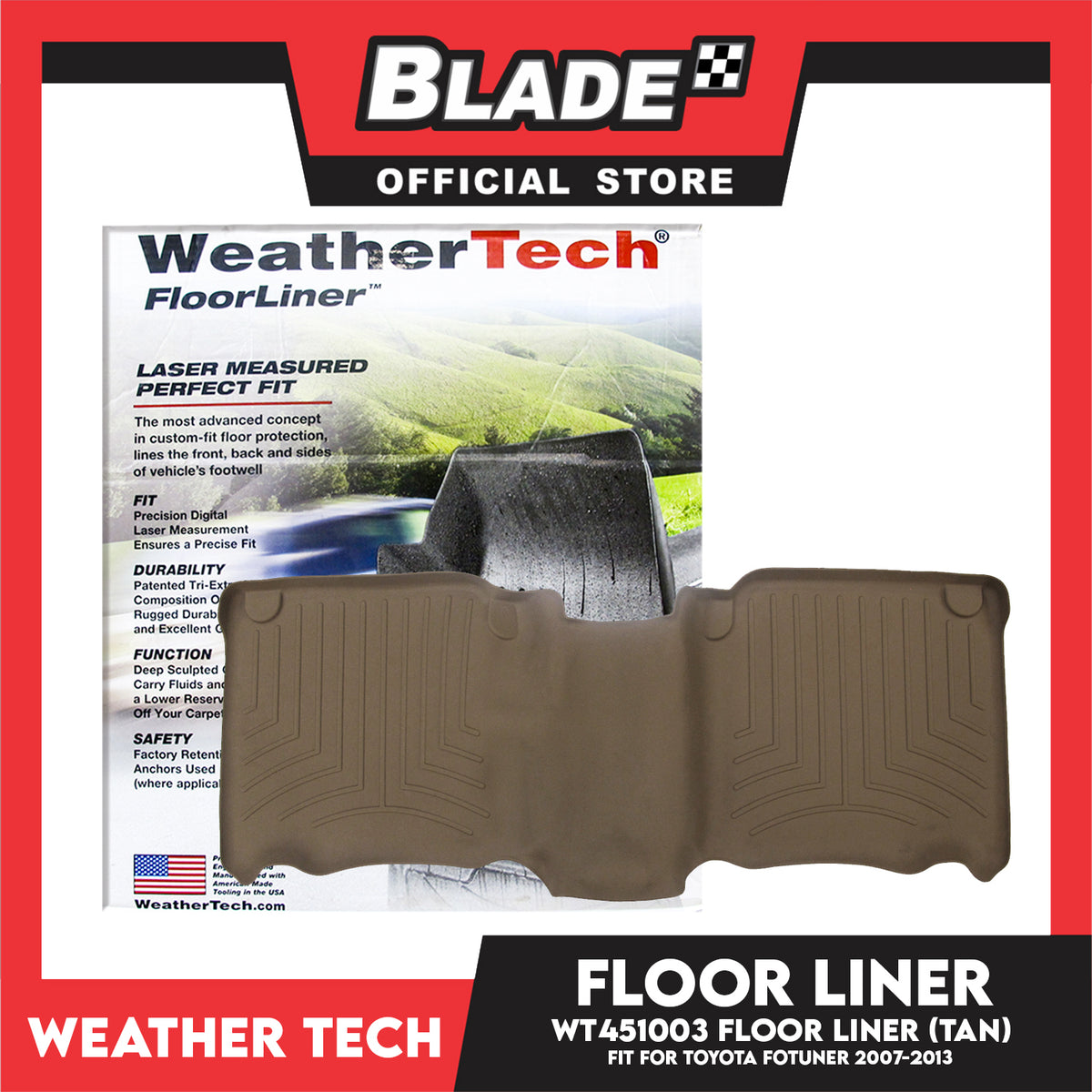 WeatherTech Rear Floor Liner WT451003 2nd Row (Tan) Fit for Toyota Fortuner 2007-13
