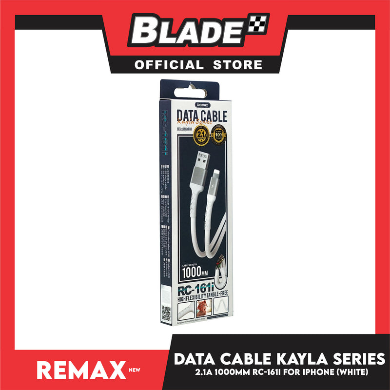 Remax Data Cable Kayla Series 2.1A 1000mm RC-161i for iPhone (White) Compatible with iPhone Xs Max/XR/X/8/8 Plus/7/7+/6/6S Plus/5S/5 & iPad Series