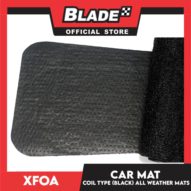 5pcs Xfoa Universal Car Mat Coil Type (Black) - All Weather Mats SUV Matting, Spaghetti Matting, Black & Grey Coil Mat