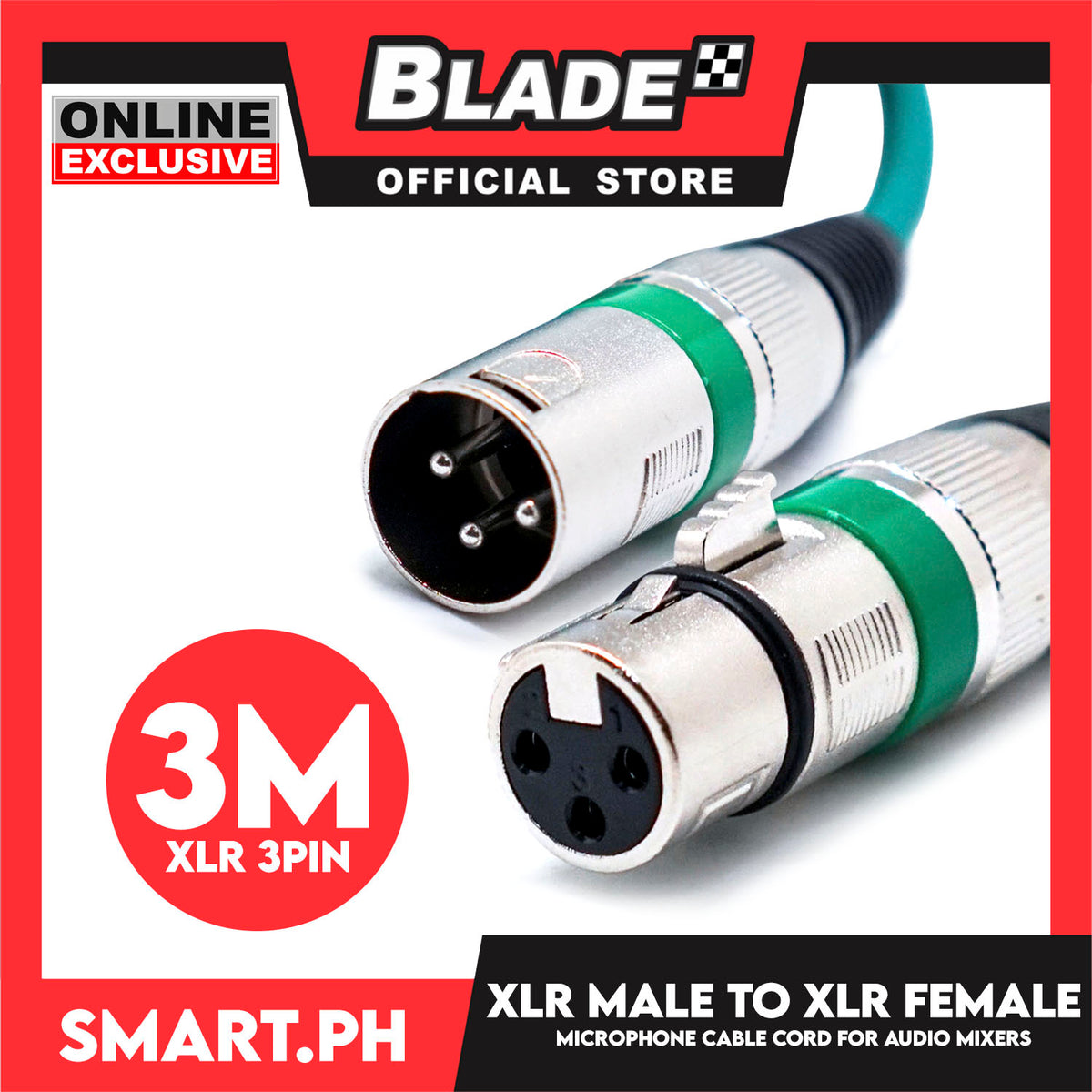 3 Meters XLR Female to Male 3Pin Microphone Cable (Green) Microphone Cord Patch Cable for Audio Cord Mixer