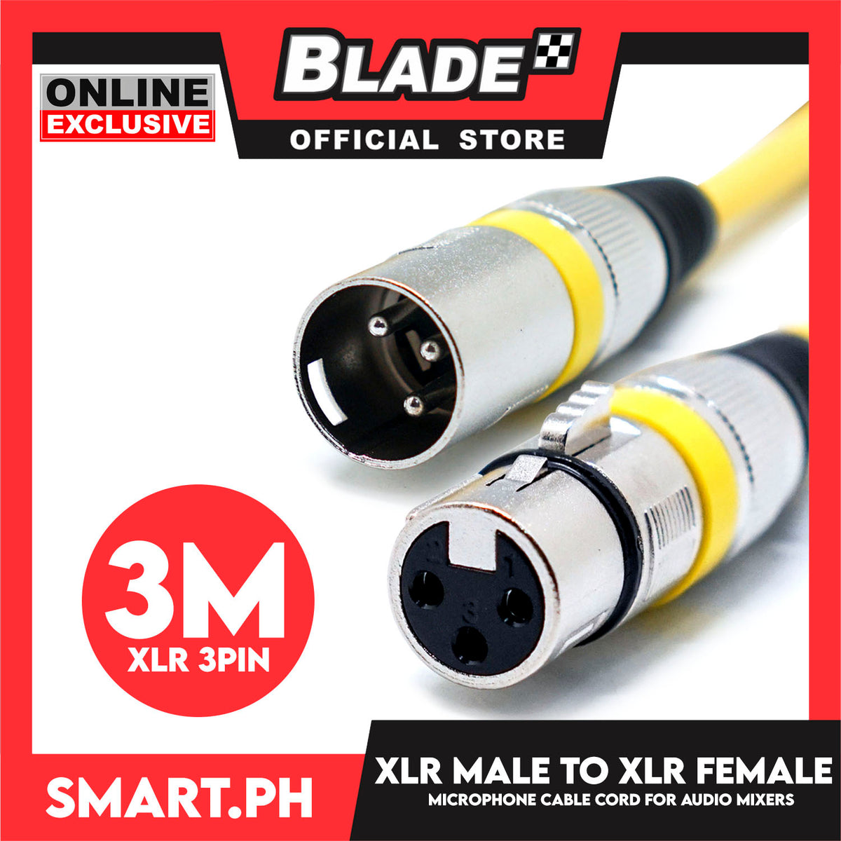 3 Meters XLR Female to Male 3Pin Microphone Cable (Yellow) Microphone Cord Patch Cable for Audio Cord Mixer