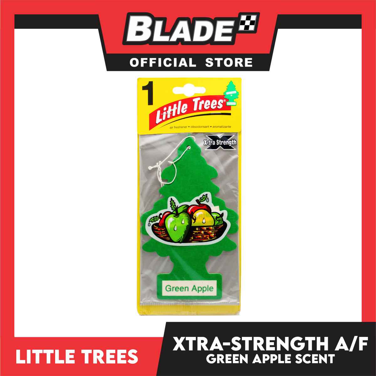 Little Trees Car Air Freshener X-tra Strength 10616 (Green Apple) Hanging Tree Provides Long Lasting Scent