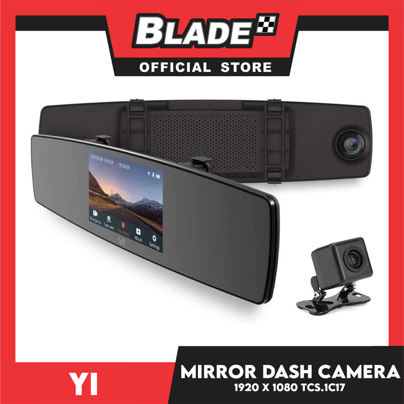 YI Mirror Dash Cam YCS.1C17- Dual Dashboard Camera Recorder with Touch Screen, Mobile APP, Front Rear View HD Camera, G Sensor, Reverse Monitor & Loop Recording