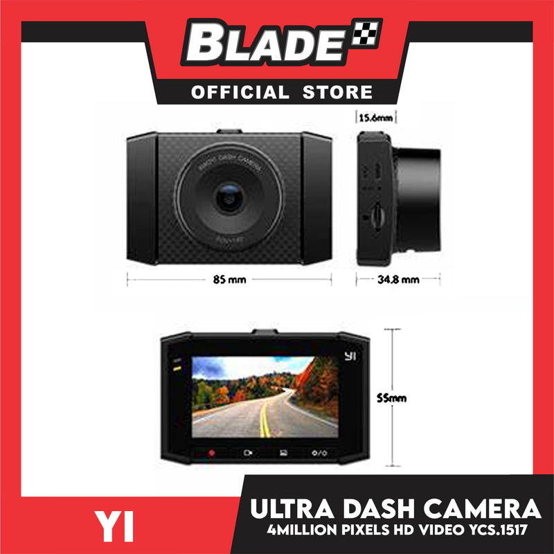 YI Ultra Dash Cam YCS.1517 with 2.7 LCD Screen, 140° Wide Angle Lens, Mobile APP, Dual-Core Processor, Voice Control, MEMS 3-axis G-Sensor, and Night Vision