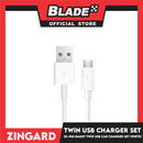 Zingard Smart Twin USB Charger Set 3,100mA DL-506 with Micro-USB Cable for Android and iOS (White) Car Charger